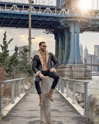 Welche Lammfelljacken mit brauner Freizeitstiefel zu tragen – 58 Herren Outfits