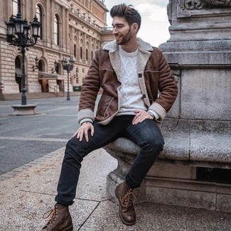 Welche Lammfelljacken mit brauner Freizeitstiefel zu tragen – 58 Herren Outfits