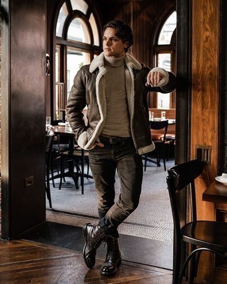 Welche Lammfelljacken mit brauner Freizeitstiefel zu tragen – 58 Herren Outfits