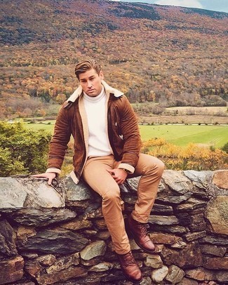 Welche Lammfelljacken mit brauner Freizeitstiefel zu tragen – 58 Herren Outfits