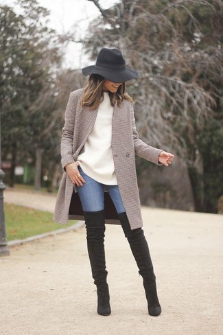 Braunen Mantel mit Karomuster kombinieren – 15 Damen Outfits