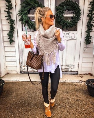 Braune Shopper Tasche aus Leder mit Karomuster kombinieren – 26 Damen Outfits