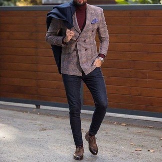 Braunes Wollzweireiher-sakko mit Karomuster kombinieren – 13 Herren Outfits