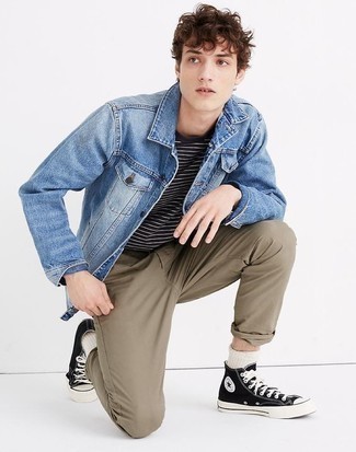Welche Jeansjacken mit brauner Chinohose zu tragen – 89 Herren Outfits