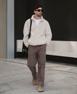Welche Pullover mit einem Reißverschluß mit brauner Chinohose zu tragen – 27 Herren Outfits