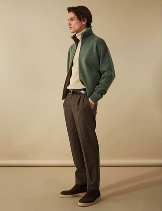 Welche Pullover mit einem Reißverschluß mit brauner Chinohose zu tragen – 27 Herren Outfits