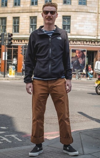 Welche Pullover mit einem Reißverschluß mit brauner Chinohose zu tragen – 27 Herren Outfits