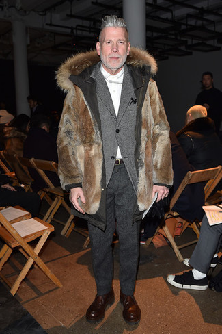 Braunen Pelzparka kombinieren – 1 Herren Outfits