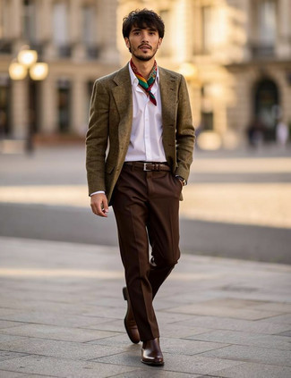 Braune Jacke mit Fischgrätenmuster kombinieren – 12 Herren Outfits kühl Wetter