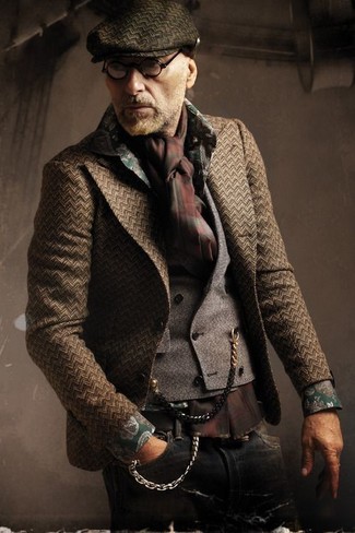 Braune Jacke mit Fischgrätenmuster kombinieren – 12 Herren Outfits kühl Wetter
