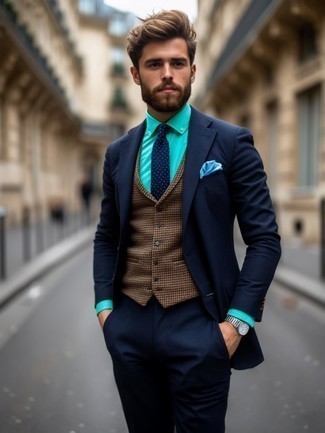 Braune Wollweste mit Hahnentritt-Muster kombinieren – 9 Herren Outfits