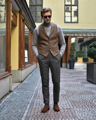 Braune Wollweste mit Hahnentritt-Muster kombinieren – 9 Herren Outfits