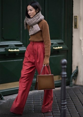 Braunen Strick Rollkragenpullover kombinieren – 7 Damen Outfits