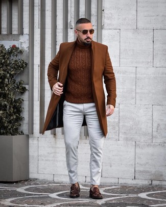 Braunen Strick Rollkragenpullover kombinieren – 26 Herren Outfits kalt Wetter
