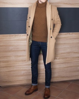 Braunen Strick Rollkragenpullover kombinieren – 26 Herren Outfits kalt Wetter