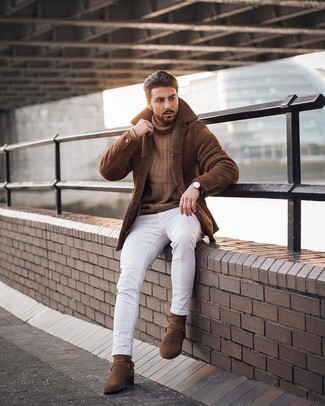 Braunen Strick Rollkragenpullover kombinieren – 26 Herren Outfits kalt Wetter