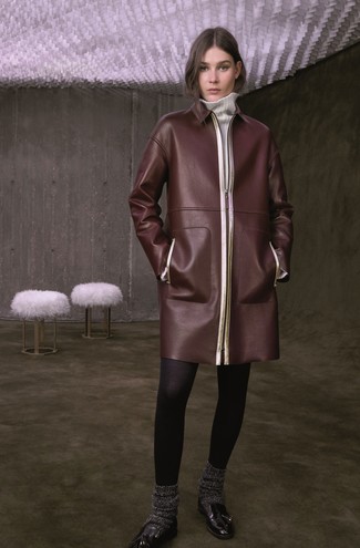 Braunen Ledermantel kombinieren – 2 Damen Outfits