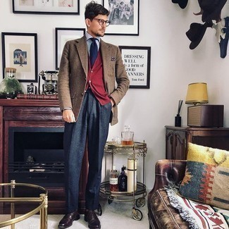 Welche Pullunder mit brauner Oxford Schuhe zu tragen – 32 Herren Outfits