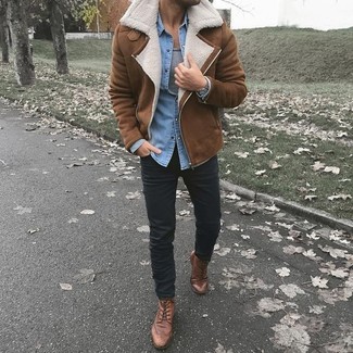Braune Lammfelljacke kombinieren – 228 Herren Outfits