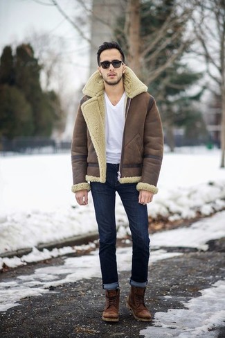 Braune Lammfelljacke kombinieren – 228 Herren Outfits