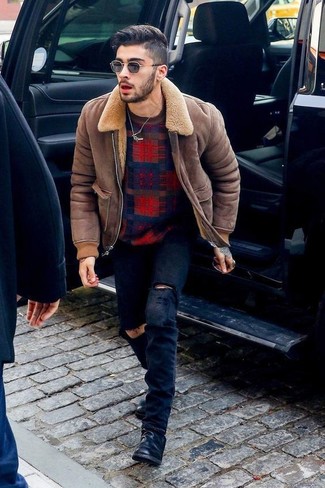 20 Jährige: Braune Lammfelljacke kombinieren – 71 Herren Outfits