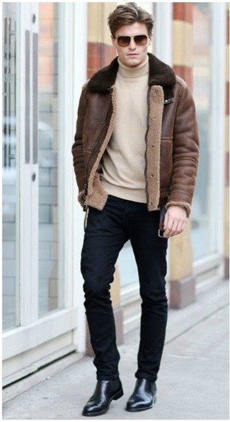 Braune Lammfelljacke kombinieren – 228 Herren Outfits