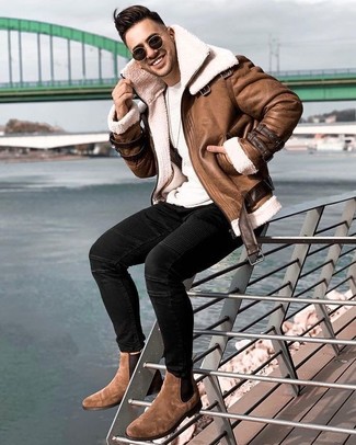 Braune Lammfelljacke kombinieren – 228 Herren Outfits
