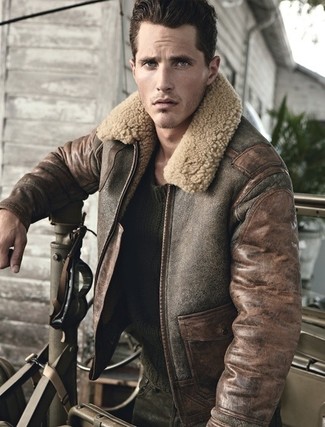 Braune Lammfelljacke kombinieren – 228 Herren Outfits