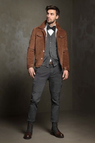 Braune Shirtjacke aus Wildleder kombinieren – 212 Herren Outfits