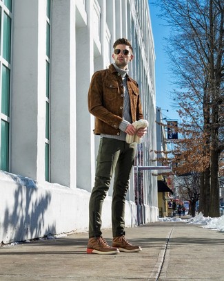 Braune Shirtjacke aus Wildleder kombinieren – 212 Herren Outfits