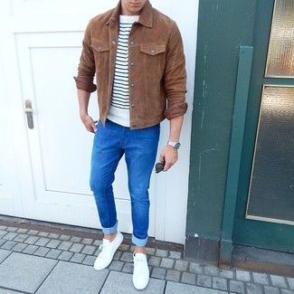 Braune Shirtjacke aus Wildleder kombinieren – 212 Herren Outfits