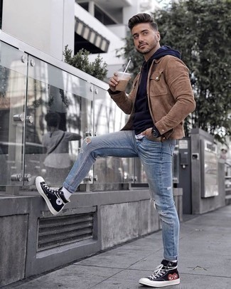 Braune Shirtjacke aus Wildleder kombinieren – 212 Herren Outfits