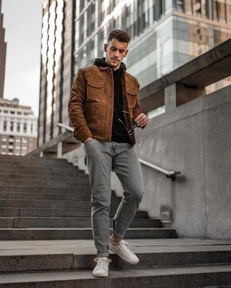Braune Shirtjacke aus Wildleder kombinieren – 212 Herren Outfits