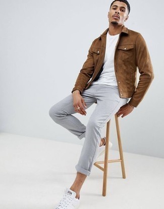 Braune Shirtjacke aus Wildleder kombinieren – 212 Herren Outfits