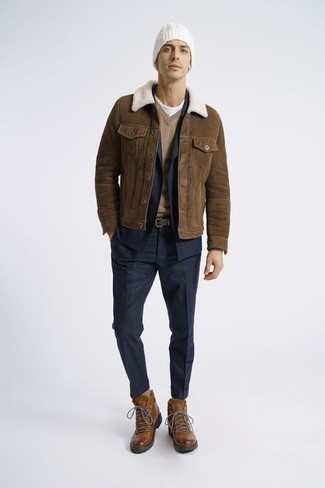 Braune Shirtjacke aus Wildleder kombinieren – 212 Herren Outfits