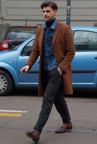 Welche Mäntel mit dunkelroter Doppelmonks zu tragen – 22 Herren Outfits