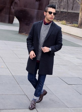 Welche Mäntel mit dunkelroter Doppelmonks zu tragen – 22 Herren Outfits