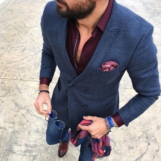 Welche enge Jeans mit dunkelroten Businesshemdes zu tragen – 7 Herren Outfits