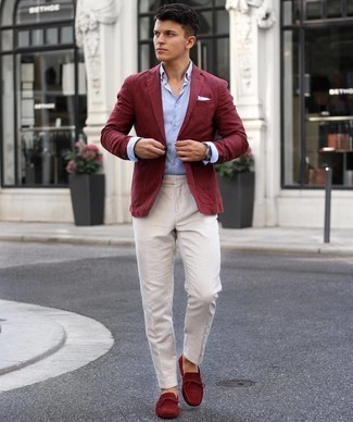 Dunkelrote Mokassins kombinieren – 17 Herren Outfits