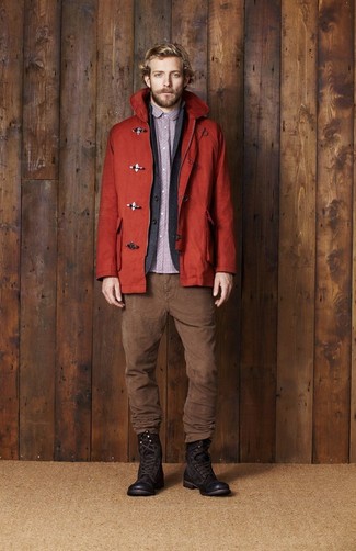 Dunkelroten Düffelmantel kombinieren – 10 Herren Outfits