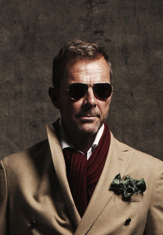Dunkelroten Strick Schal kombinieren – 10 Herren Outfits