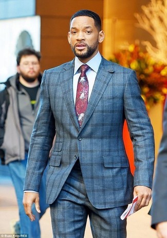 Dunkelrote bedruckte Krawatte kombinieren – 218 Herren Outfits