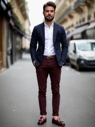 Welche Businesshemden mit dunkelroter Slipper mit Quasten zu tragen – 184 Herren Outfits