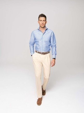 hellblaues Businesshemd mit Vichy-Muster