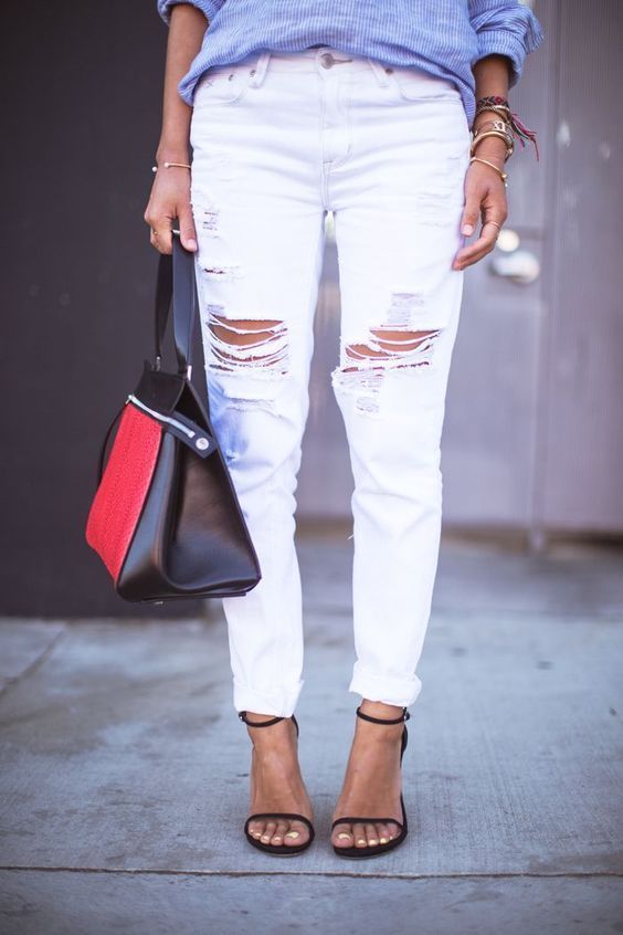 Женские рваные джинсы с чем носить фото женские
