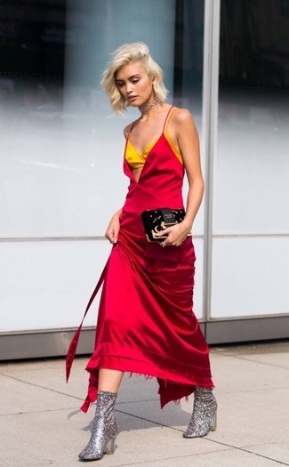 rotes Camisole-Kleid aus Satin von Fleur Du Mal