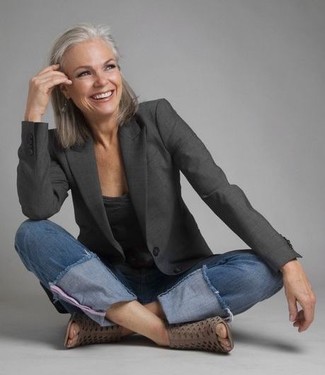 Dunkelgraues Sakko kombinieren – 250 Damen Outfits