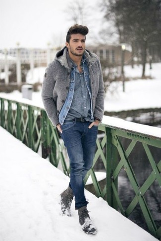 Welche enge Jeans mit dunkelgrauer Strickjacke zu tragen – 36 Herren Outfits