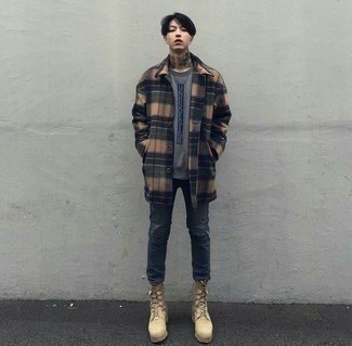 Teenager: Welche Mäntel mit dunkelgrauer Jeans zu tragen – 1 Herren Outfits