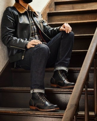 Dunkelgraues Flanell Langarmhemd mit Schottenmuster kombinieren – 38 Herren Outfits